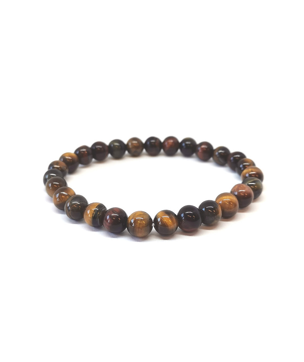 3 Yeux (Oeil De Tigre Faucon Taureau) - Bracelet Boules 8 Mm - Grande Taille