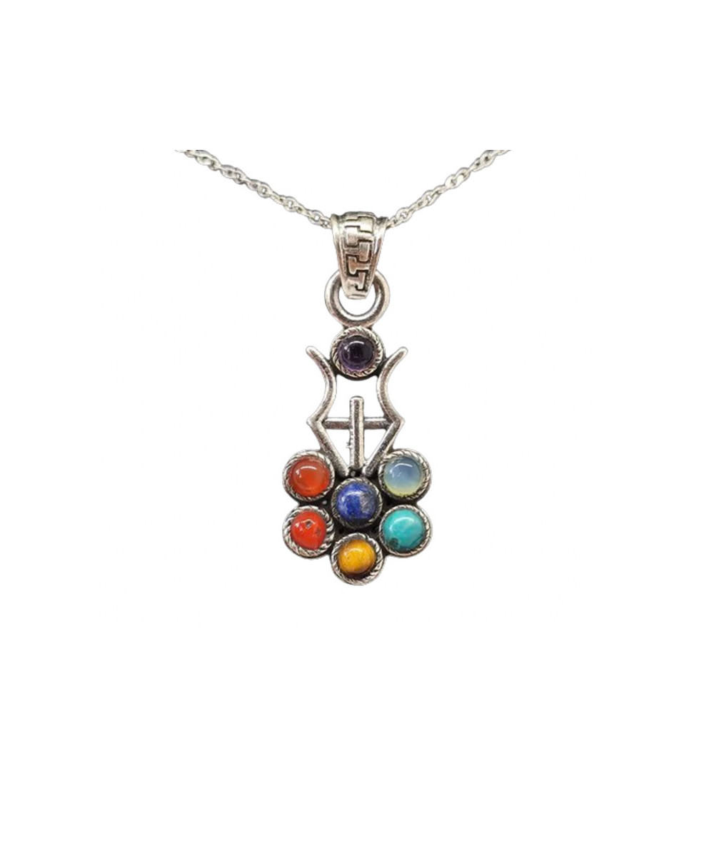 7 Chakras - Pendentif Argent Et 7 Chakras