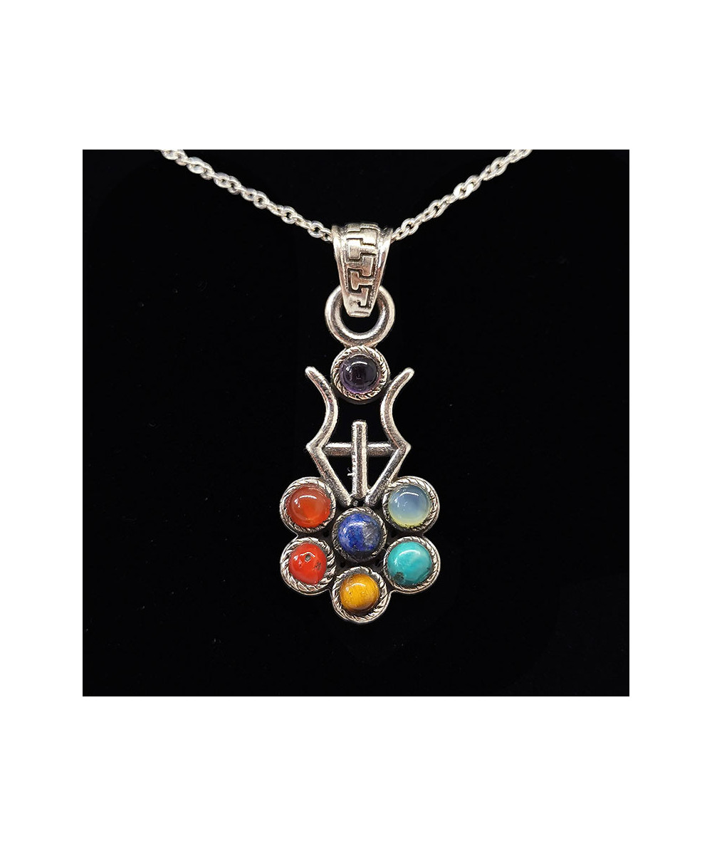 7 Chakras - Pendentif Argent Et 7 Chakras