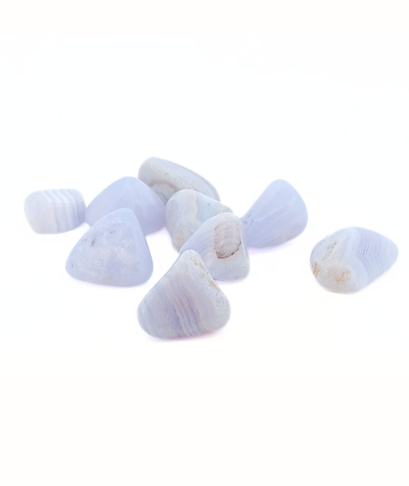 Agate Bleue Rubannée - Pierre Roulée