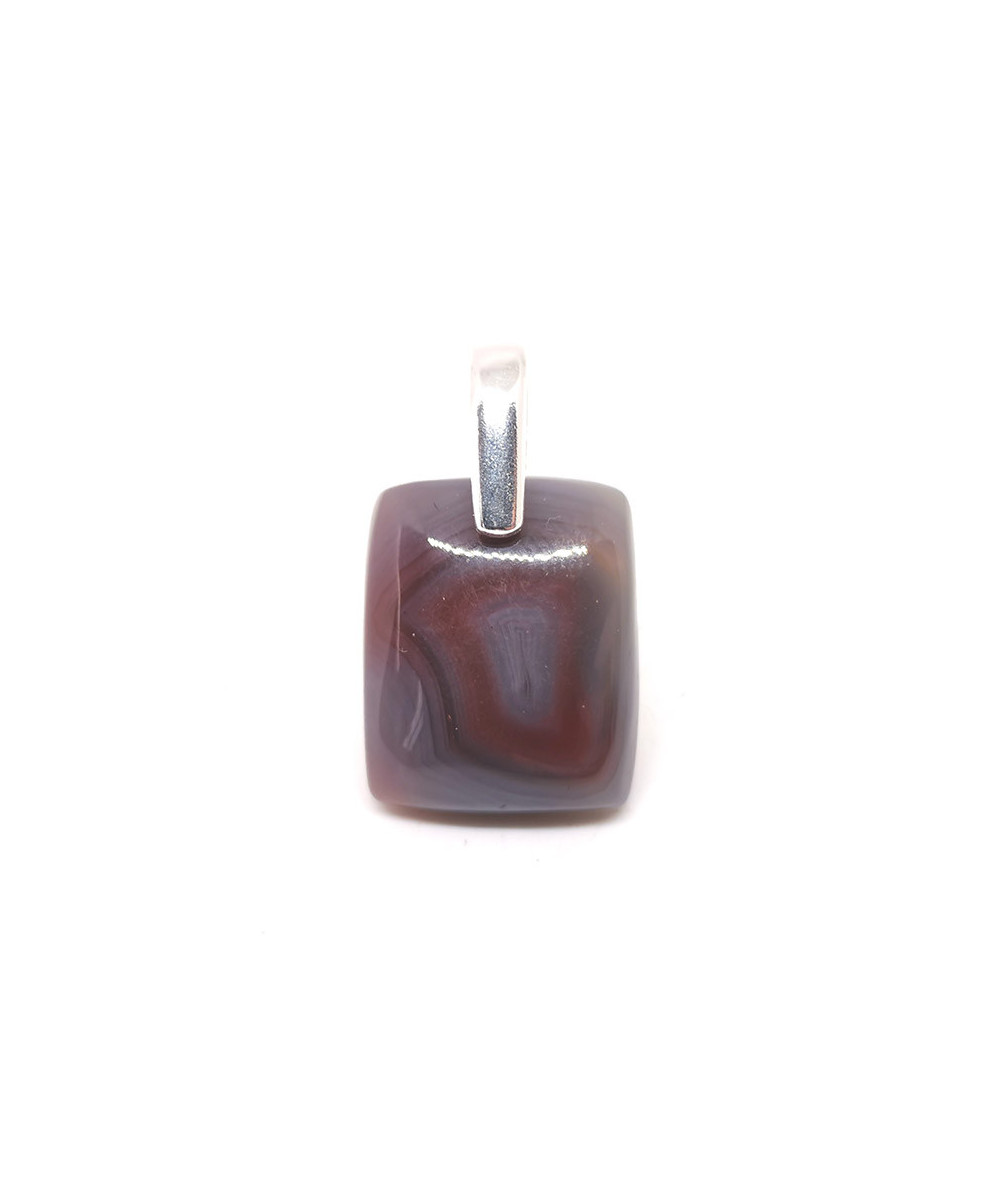 Agate Botswana - Pendentif Bélière Argent