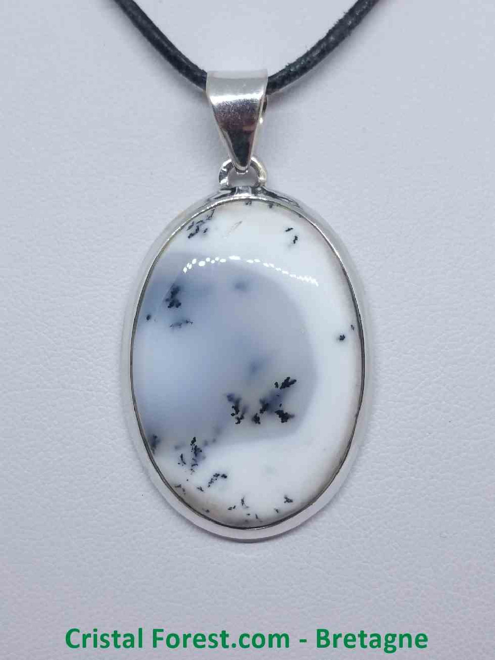 Agate Dendrite (Dendritique) - Pendentif Serti Argent