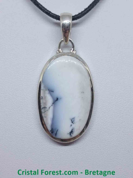 Agate Dendrite (Dendritique) - Pendentif Serti Argent