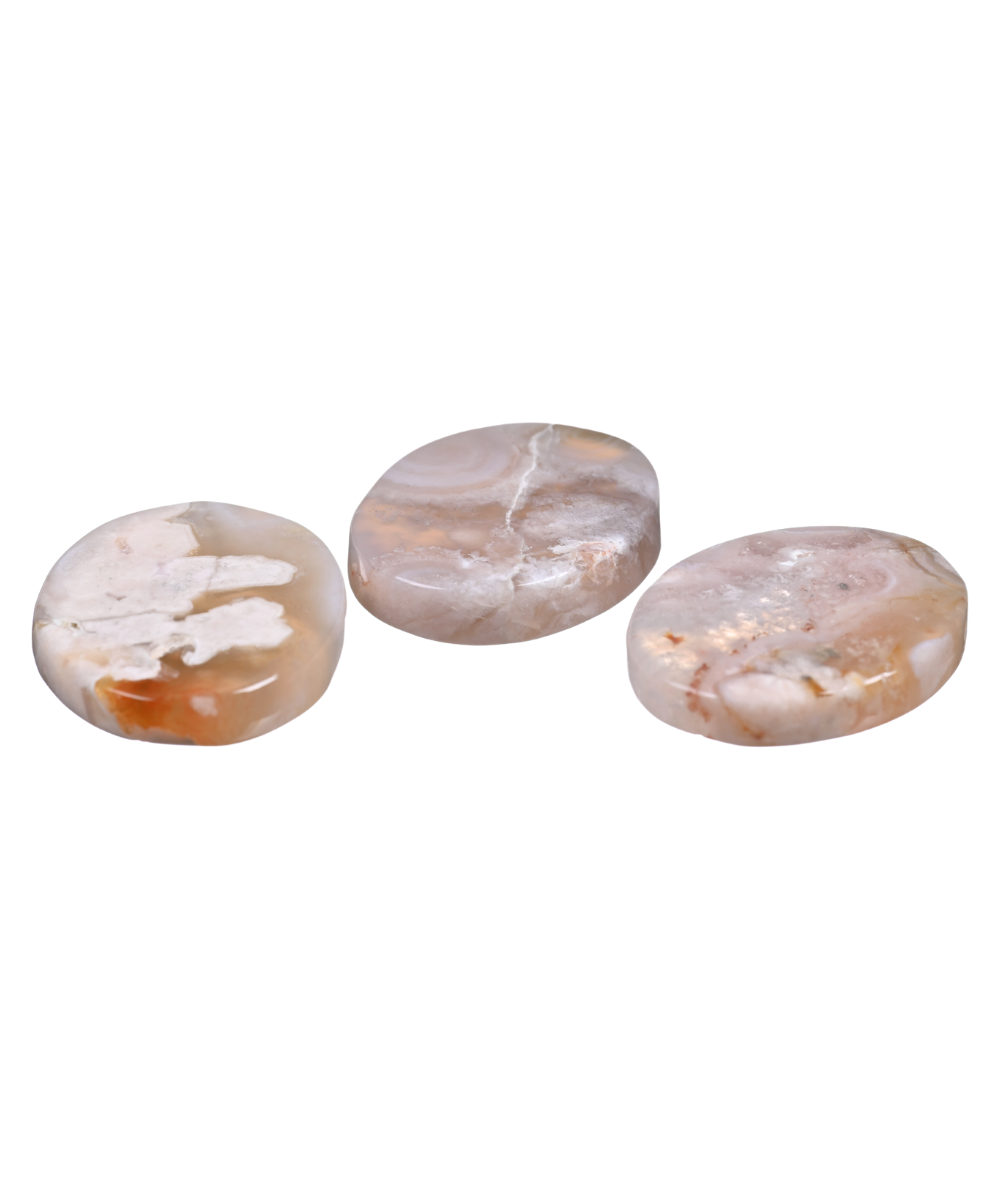 Agate Fleur - Galet Plat