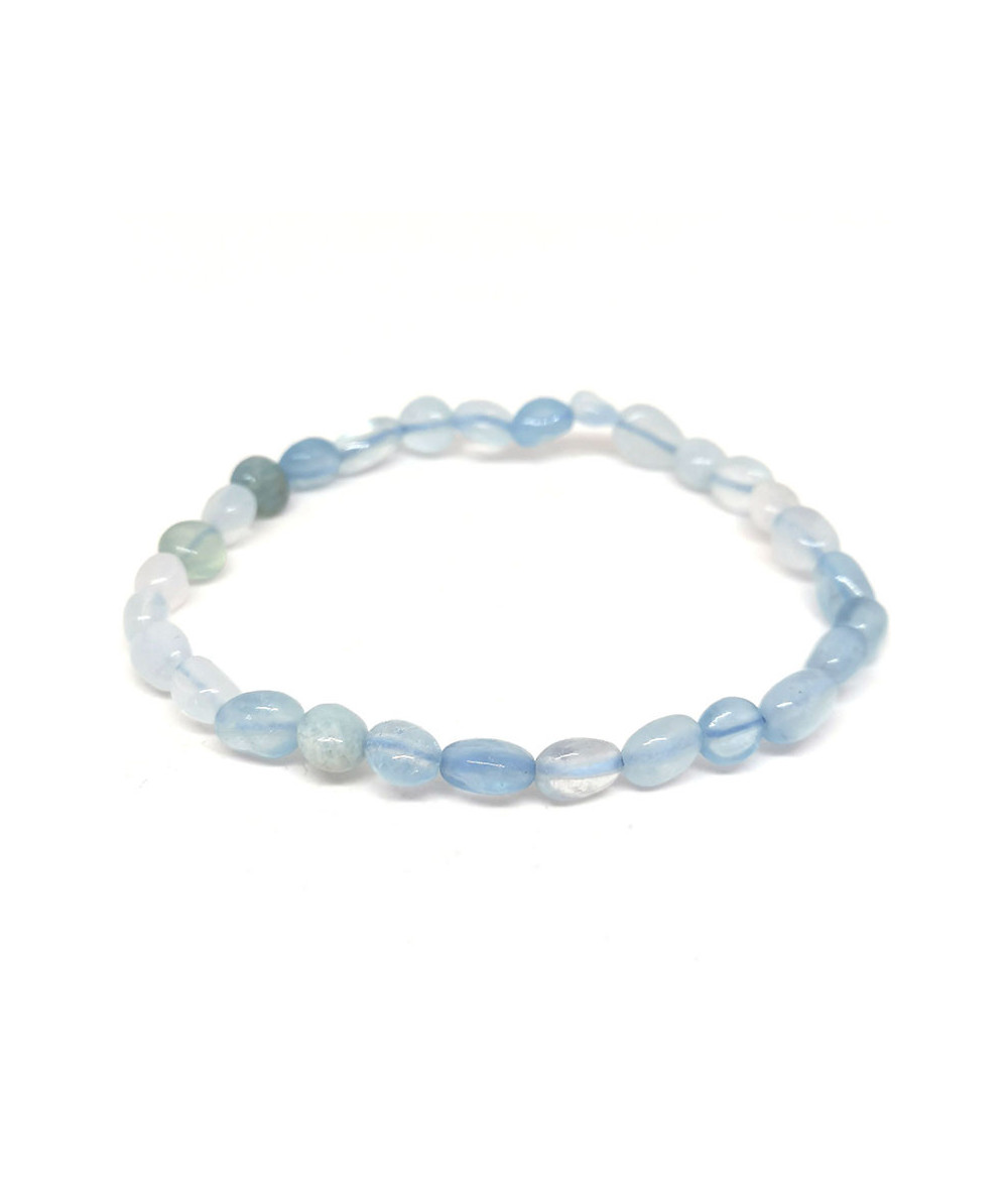 Aigue Marine - Bracelet Grains (Pierres Roulées)