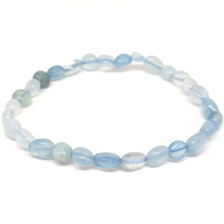 Aigue Marine - Bracelet Grains (Pierres Roulées)