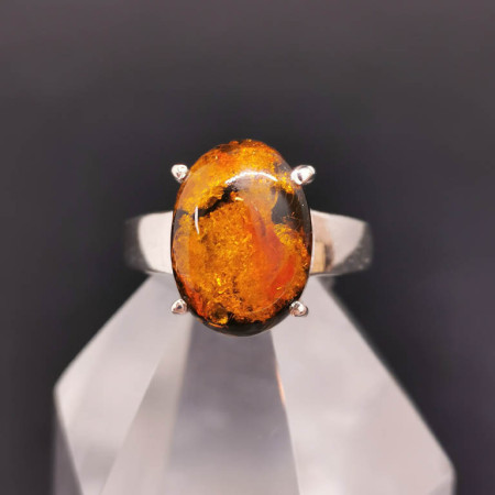 Ambre Véritable - Bague Sertie Argent - AAA+