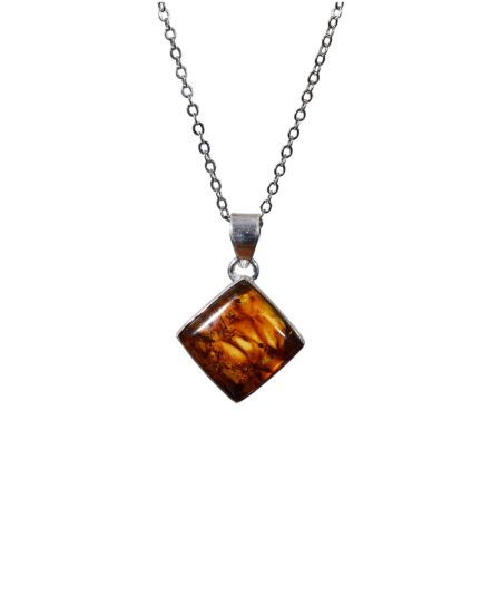 Ambre Véritable - Pendentif Serti Argent