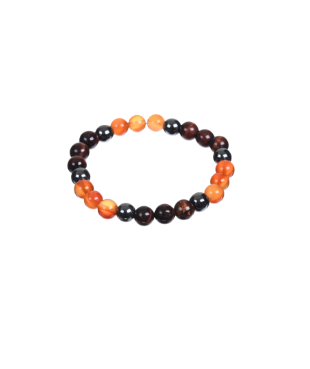 Bracelet astro Bélier en Cornaline Hématite et Oeil de taureau