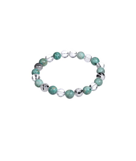 Bracelet astro Balance – Quartz tourmaline Turquoise et Cristal de roche