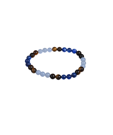 Bracelet Astro Gémeaux – Angélite Cyanite & Œil de tigre