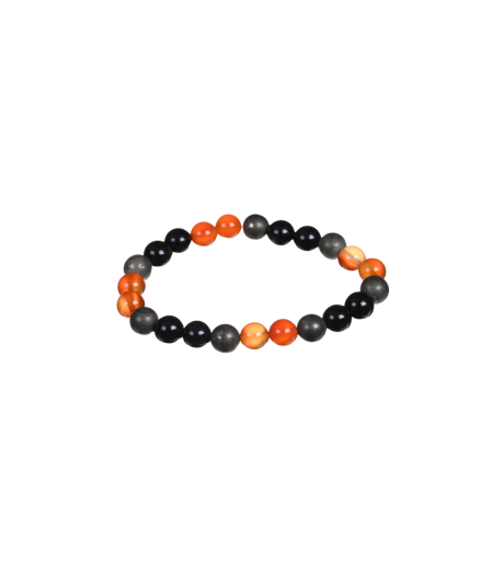Bracelet astro Lion - Cornaline Obsidienne dorée et Pyrite