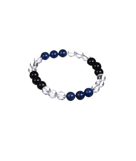 Bracelet astro Sagittaire – Obsidienne dorée Cristal de roche et Lapis lazuli