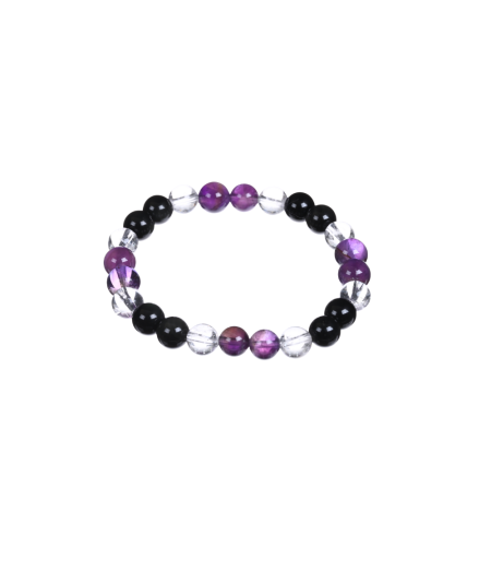 Bracelet astro Scorpion – Obsidienne œil céleste Améthyste et Cristal de roche