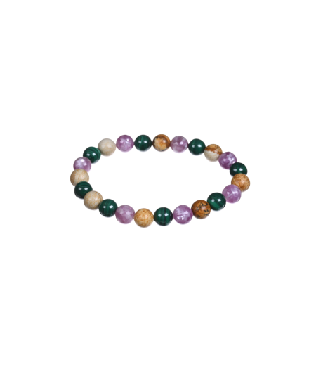 Bracelet astro Vierge - Jaspe paysage Malachite et Lépidolite