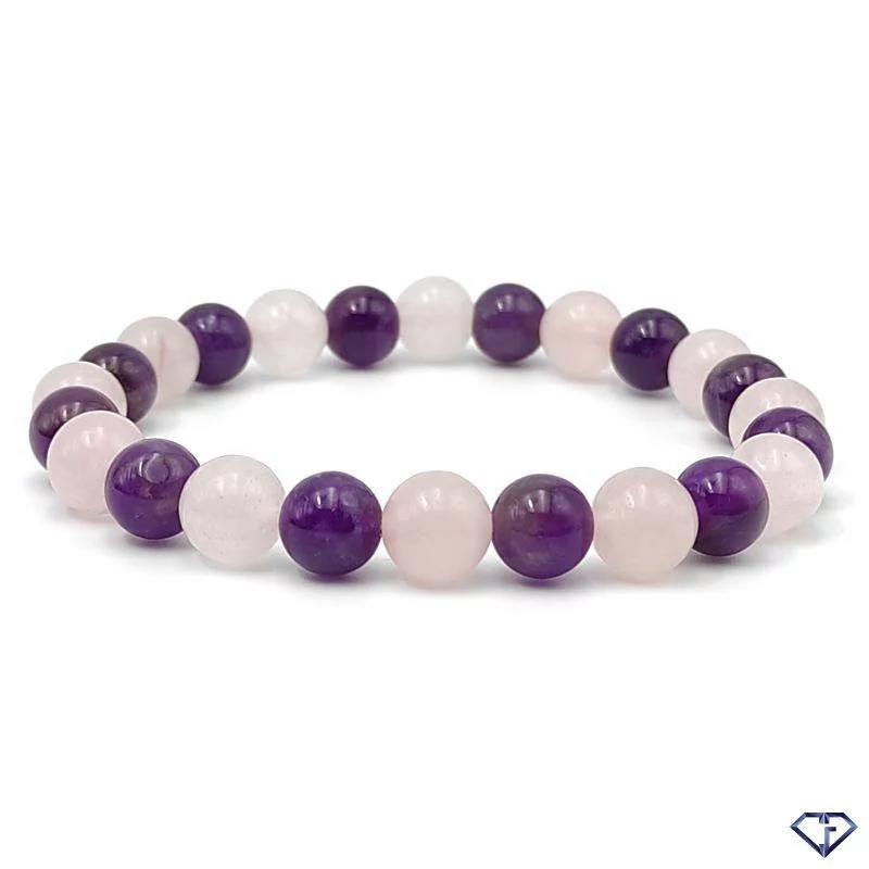 Bracelet en Améthyste et Quartz rose