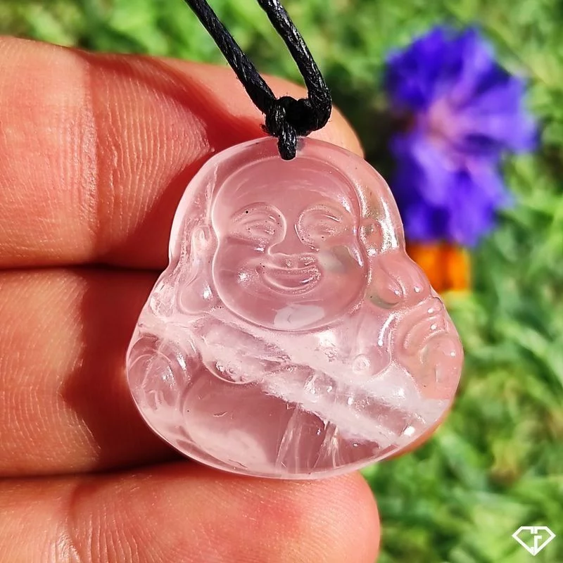 Pendentif Bouddha en Quartz Rose