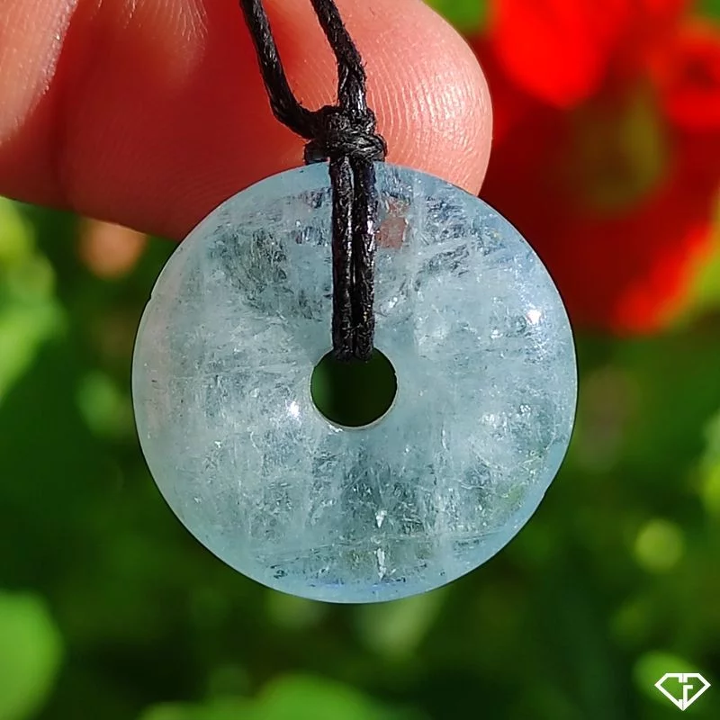 Pendentif donut en Aigue-marine