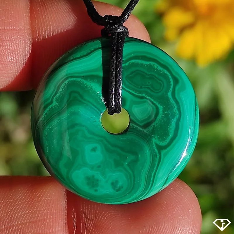 Pendentif donut en Malachite