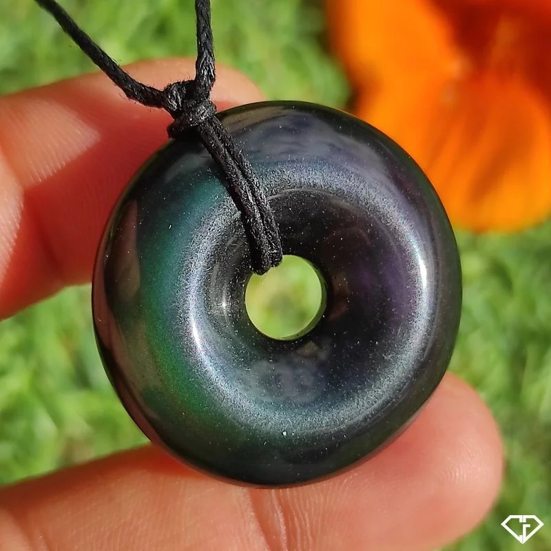 Pendentif donut en Obsidienne