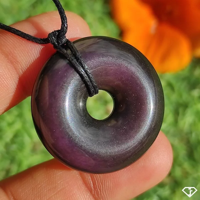 Pendentif donut en Obsidienne