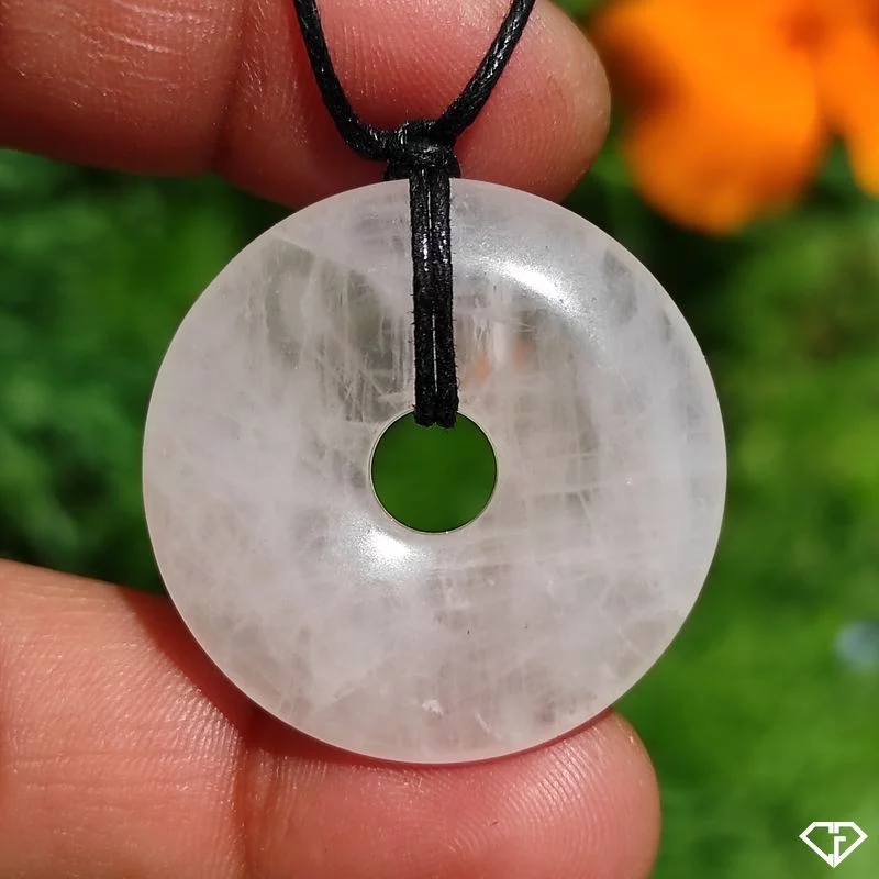 Pendentif donut en Quartz Rose