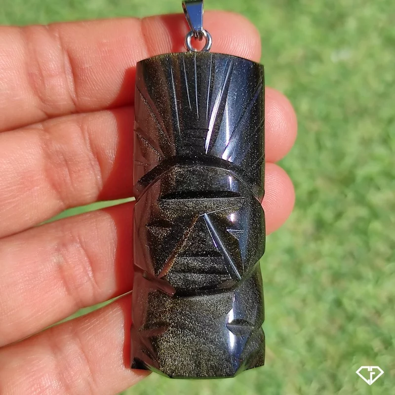 Pendentif Guerrier Aztèque en Obsidienne