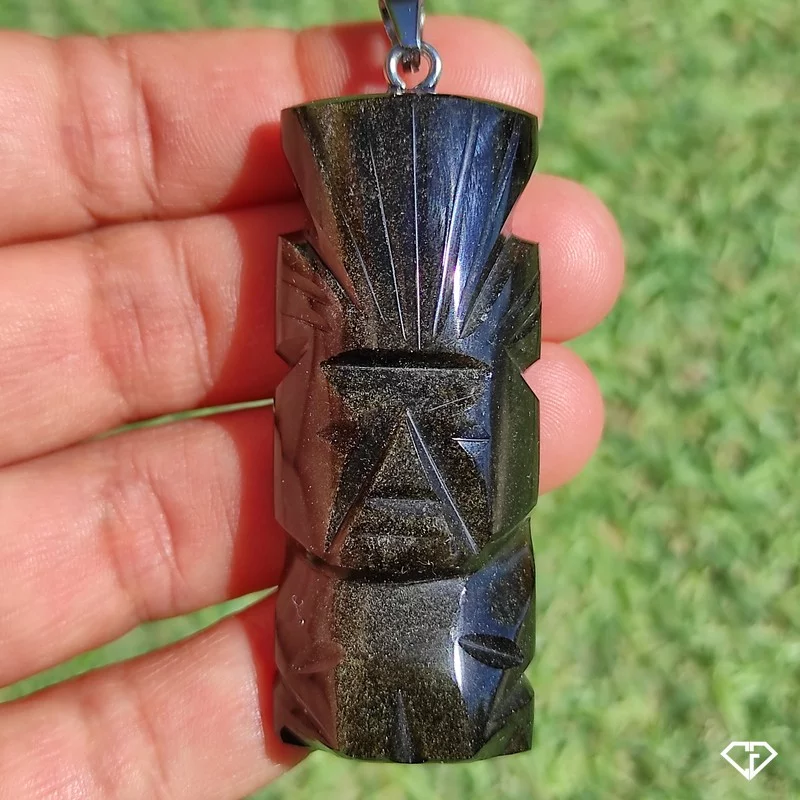 Pendentif Guerrier Aztèque en Obsidienne