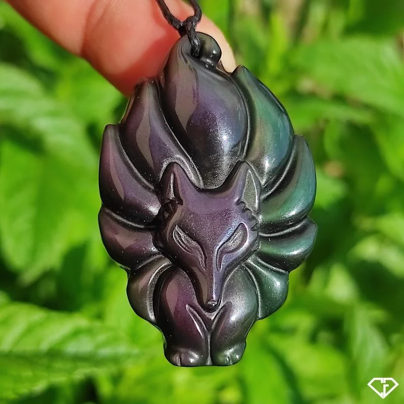 Pendentif Renard en Obsidienne Arc-en-ciel