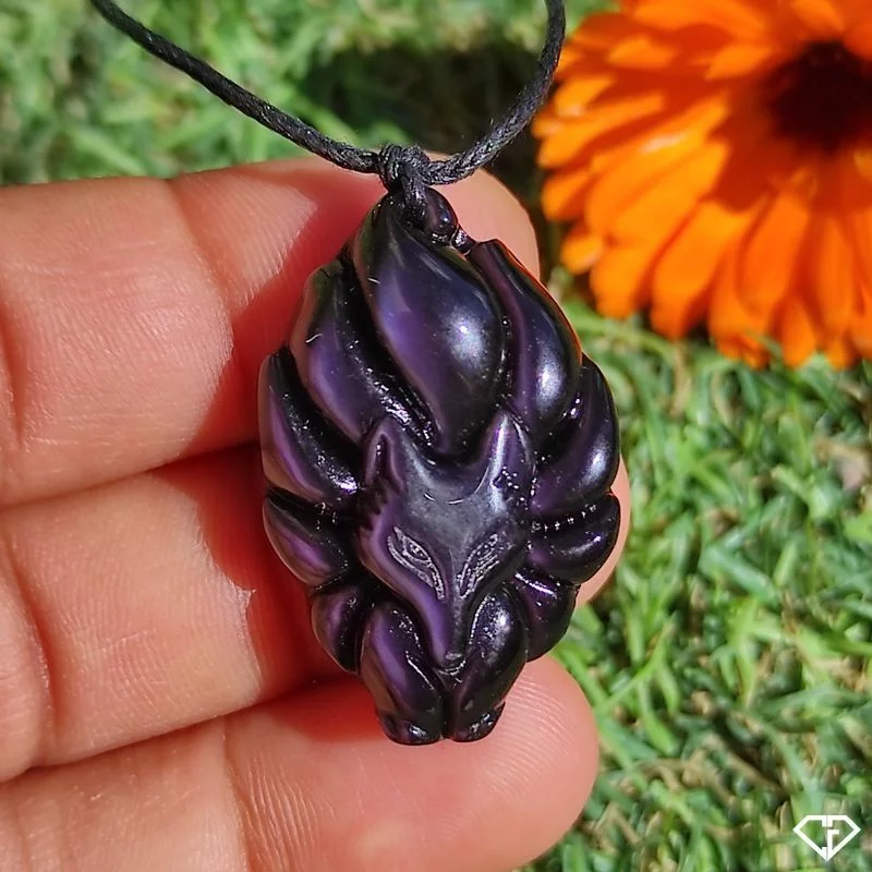 Pendentif Renard en Obsidienne Arc-en-ciel