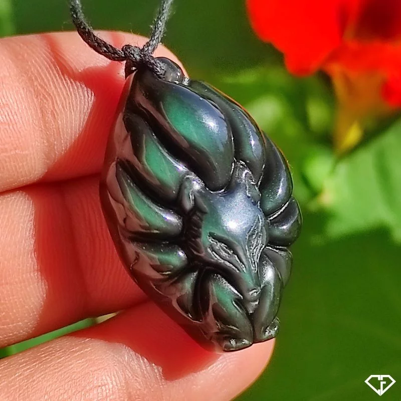 Pendentif Renard en Obsidienne Œil Céleste