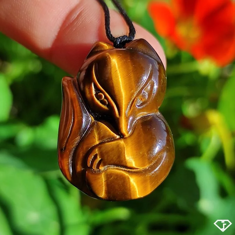 Pendentif Renard en Œil de Tigre