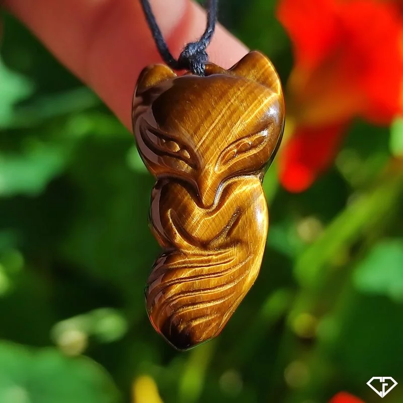 Pendentif Renard en Œil de Tigre