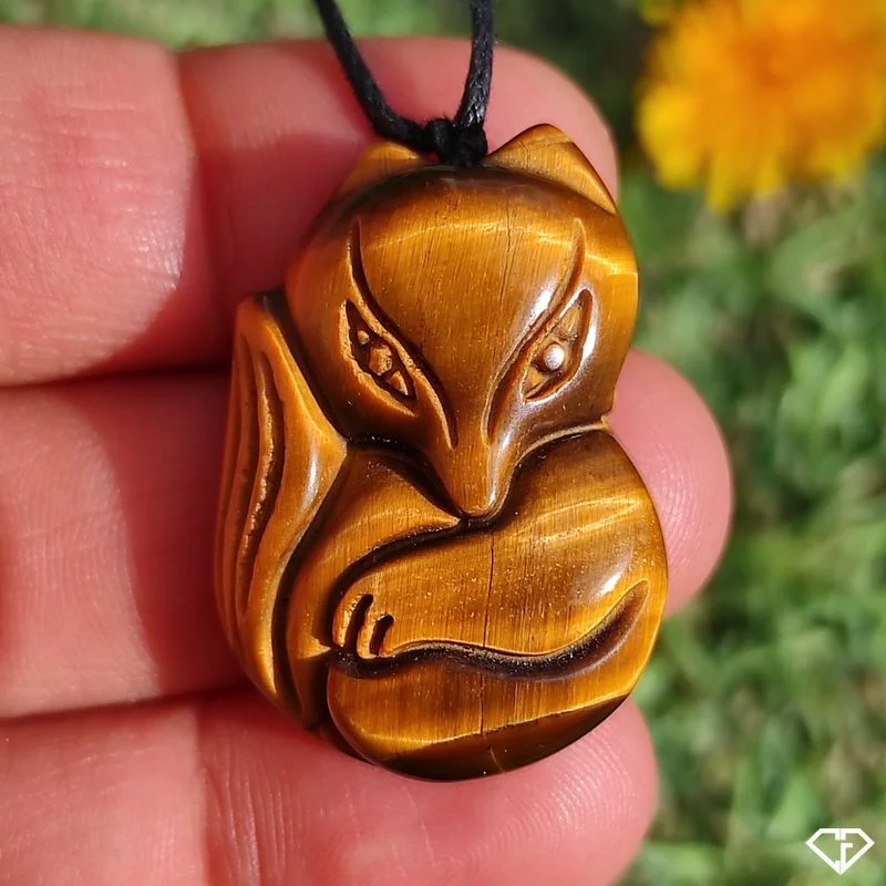 Pendentif Renard en Œil de Tigre