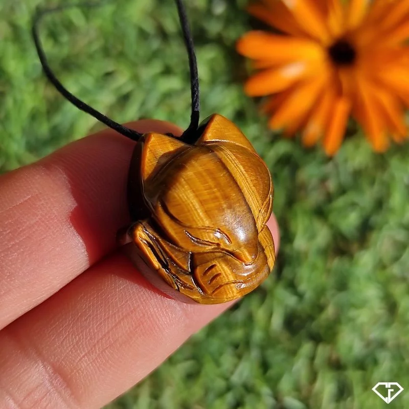 Pendentif Renard en Œil de Tigre