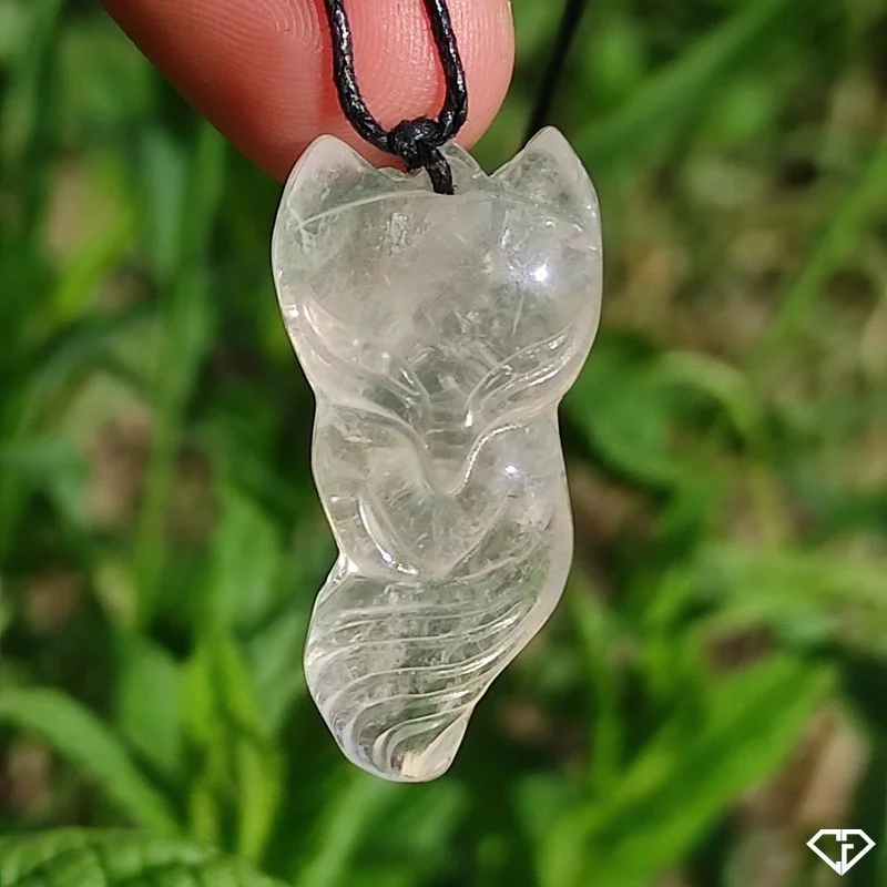 Pendentif Renard en Quartz Rose