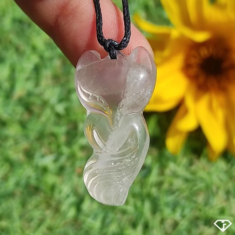 Pendentif Renard en Quartz Rose