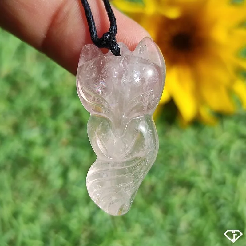 Pendentif Renard en Quartz Rose
