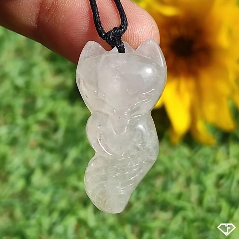Pendentif Renard en Quartz Rose