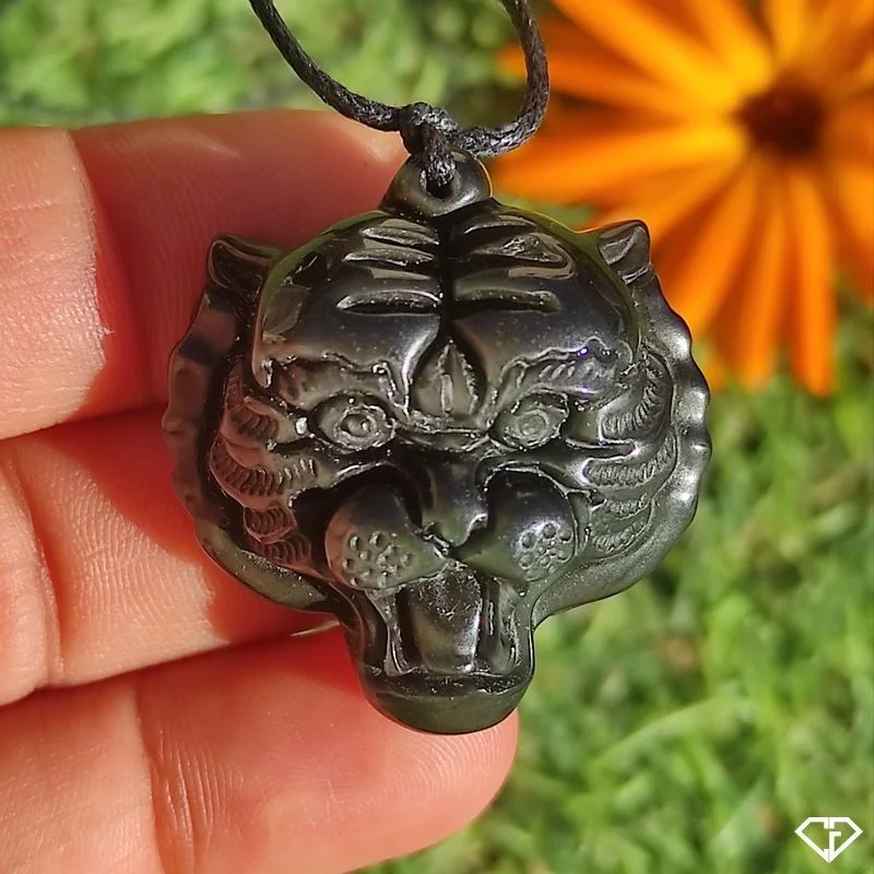 Pendentif Tigre en Obsidienne
