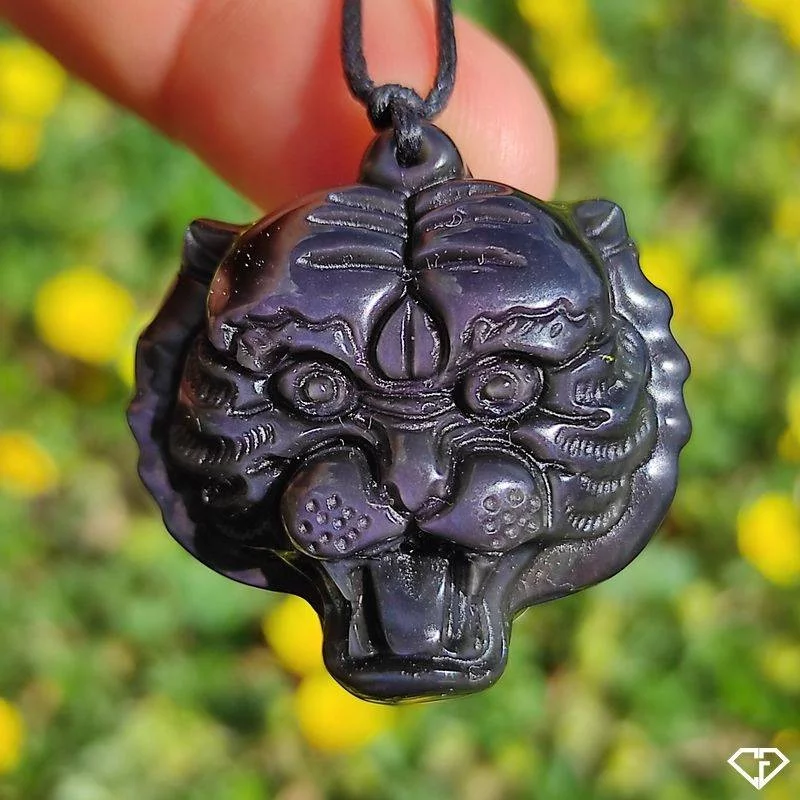 Pendentif Tigre en Obsidienne