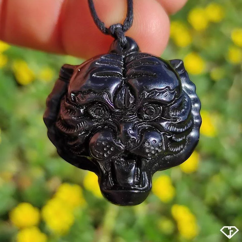 Pendentif Tigre en Obsidienne