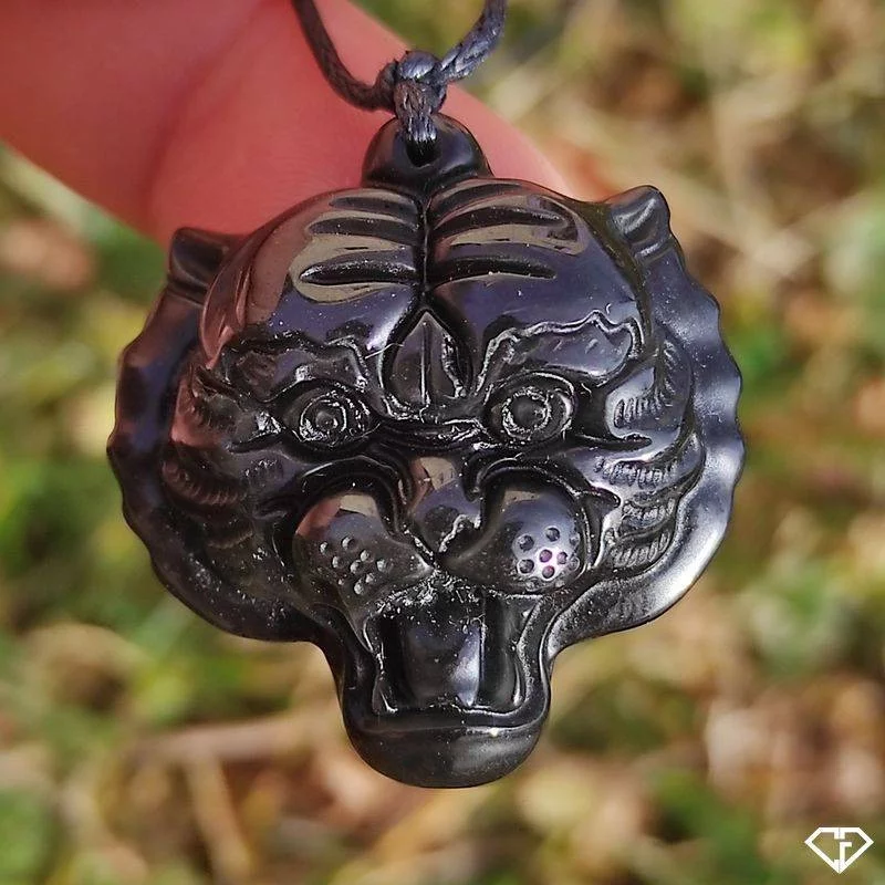 Pendentif Tigre en Obsidienne
