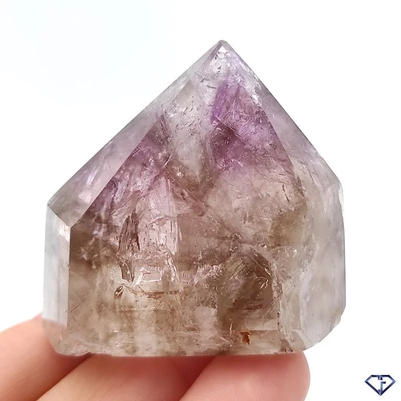 Pointe de Quartz fumé Améthysé
