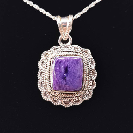 Charoïte - Pendentif Serti Argent