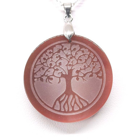 Cornaline - Pendentif Gravé - Arbre de Vie