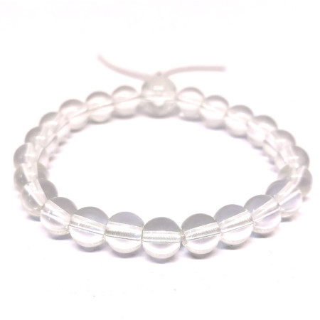 Cristal de Roche - Bracelet Mala Tibétain - Boules 8 mm