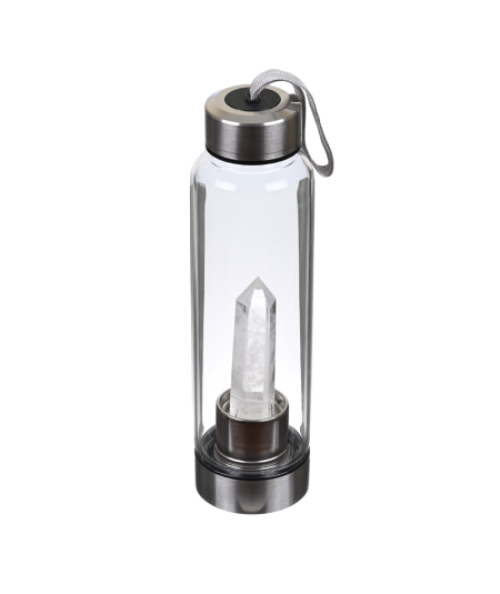 Cristal de Roche - Gourde en verre avec pierre