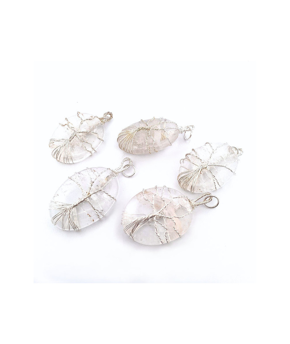 Cristal De Roche - Pendentif Cabochon Artisanal - Arbre De Vie