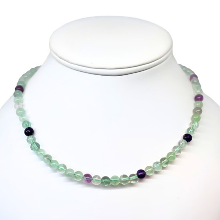 Fluorite (Fluorine) - Collier Boules 6 mm